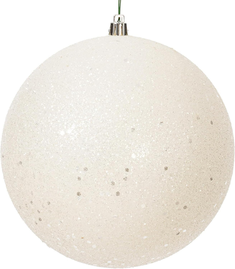 6" White 4-Finish Ball Ornament Assortment - 4 per Box - Matte, Shiny, Glitter, Sequin - Reliable and Durable