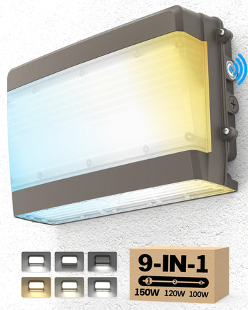 Full & Semi Cutoff LED Wall Pack Light, Selectable 150W/120W/100W & 3000K/4000K/5000K & Timed Dimming & Photocell