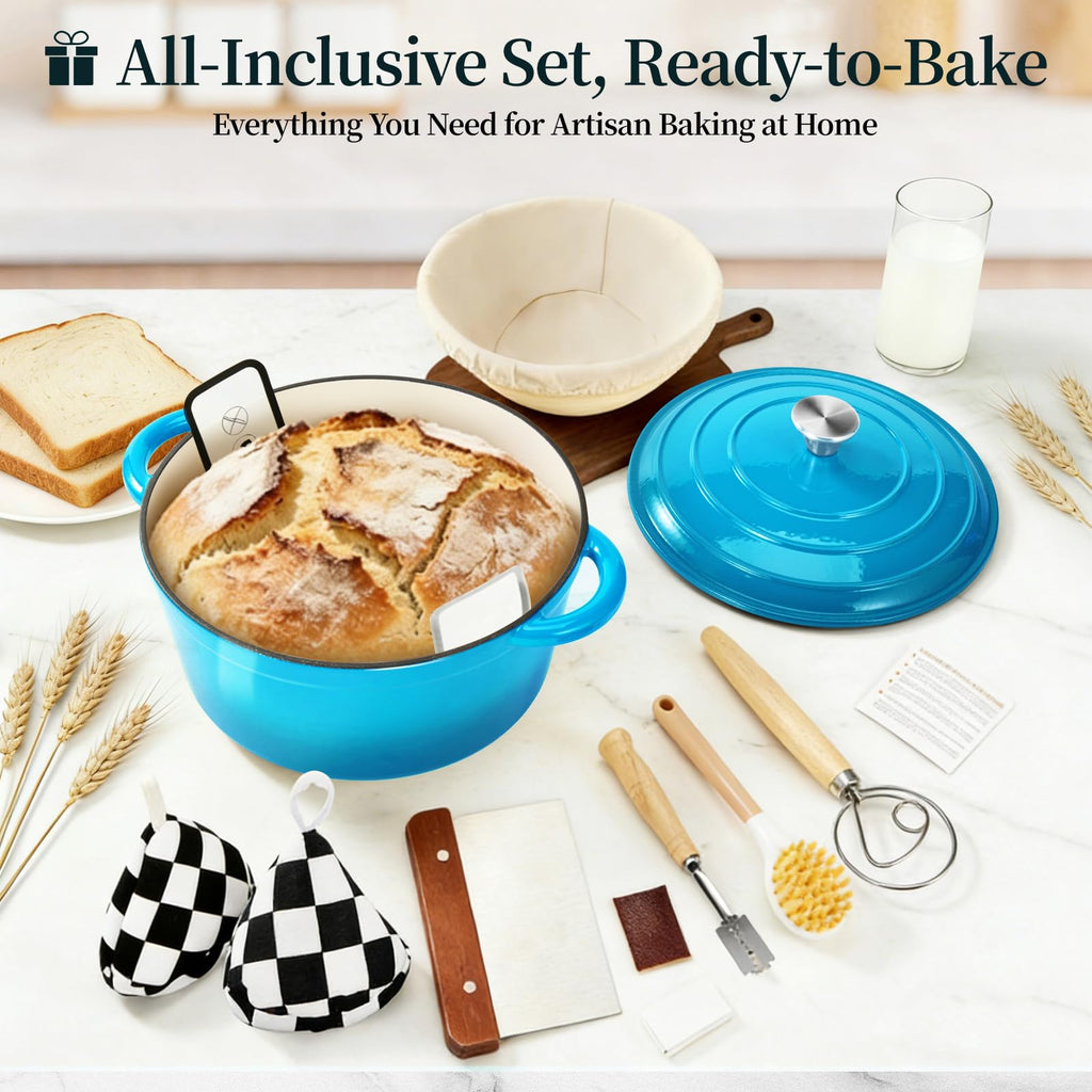 Enameled Cast Iron Dutch Oven pot 6.5 QT with Lid for Bread Baking