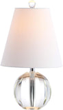 16" Clear Crystal Ball LED Table Lamp, White Modern Bedside Lamp, with White Linen Empire Shade