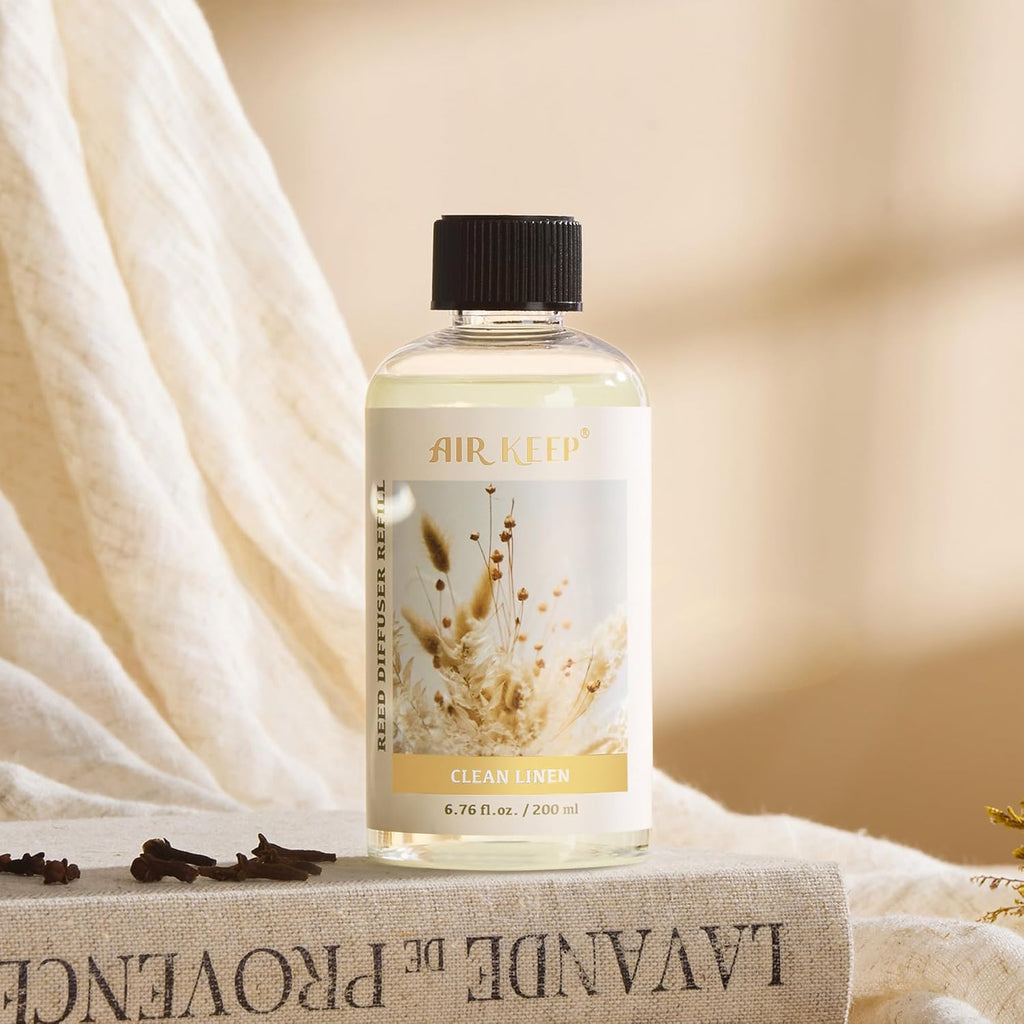 Reed Diffuser Oil Refill with Diffuser Sticks, 6.76 Fl Oz(200ml) Clean Linen Scented Oils, Aroma Therapy, Home