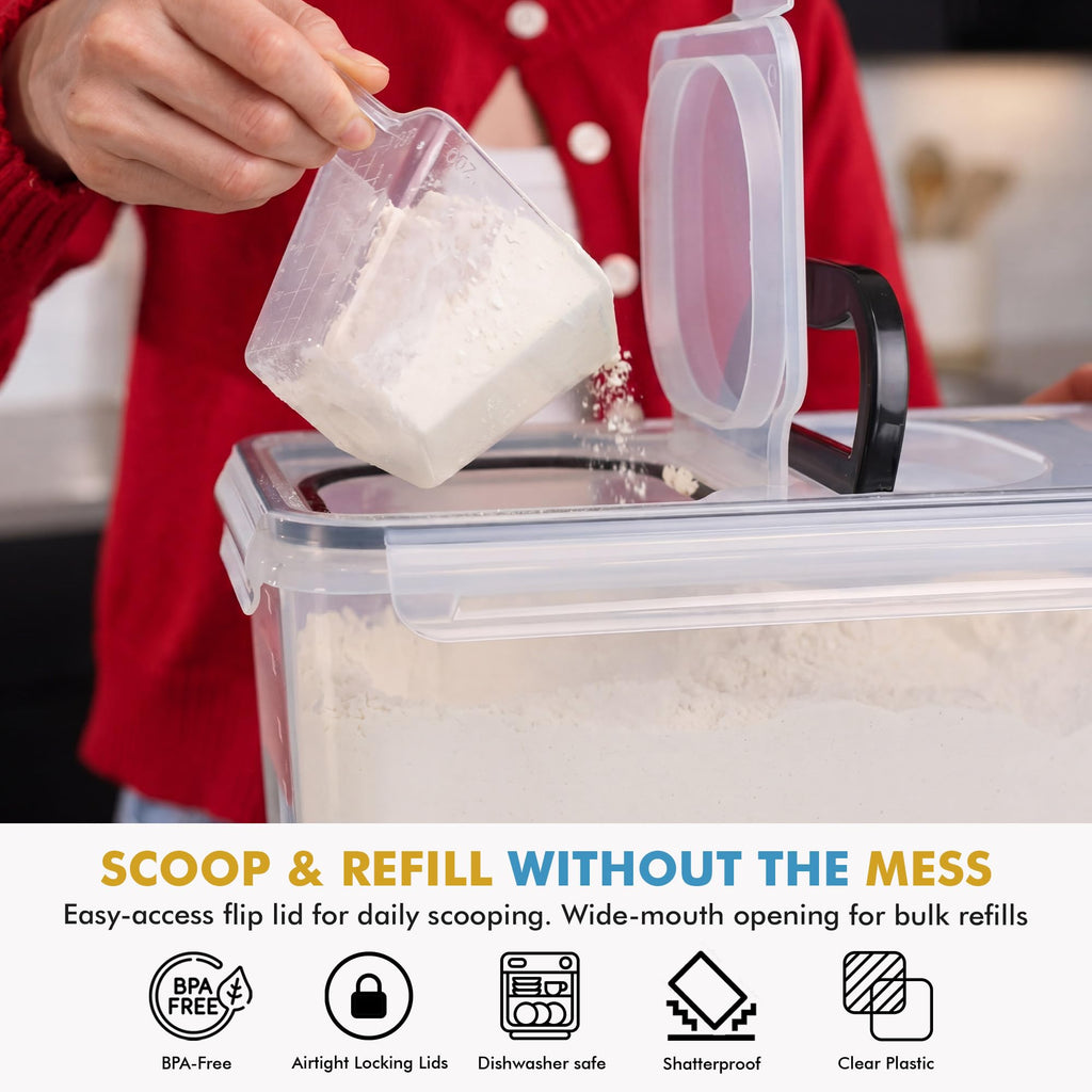 2 PC (11L | 372 oz) Flour Sugar Storage Containers with Spout Lid & Easy Carry Handle - BPA Free Extra Large Airtight