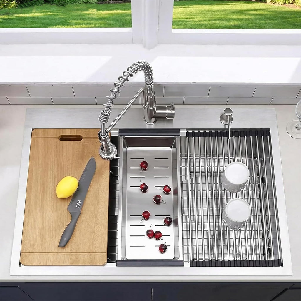33x22 Drop Sink, Single Bowl workstation
