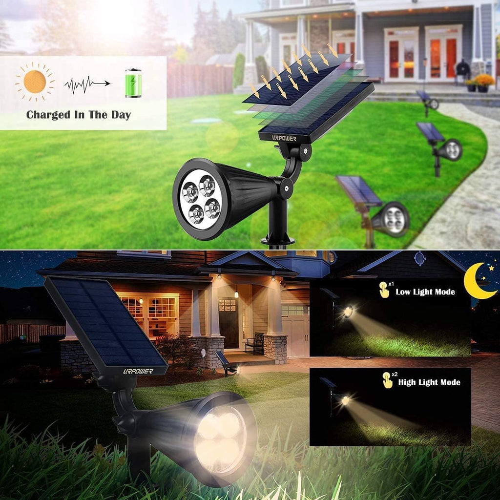 Solar Spot Lights Outdoor Adjustable Spotlights, 6 Pack Warm White