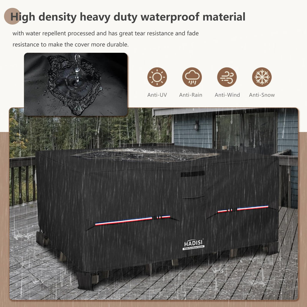 Patio Furniture Covers, Outdoor Furniture Cover Waterproof, 600D Rectangular Patio Heavy Duty Table Cover, Outdoor