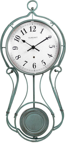 CLXEAST 20 Inch Metal Pendulum Wall Clock Battery Operated,Large Schoolhouse Wall Clocks for Living Room Decor,Antique