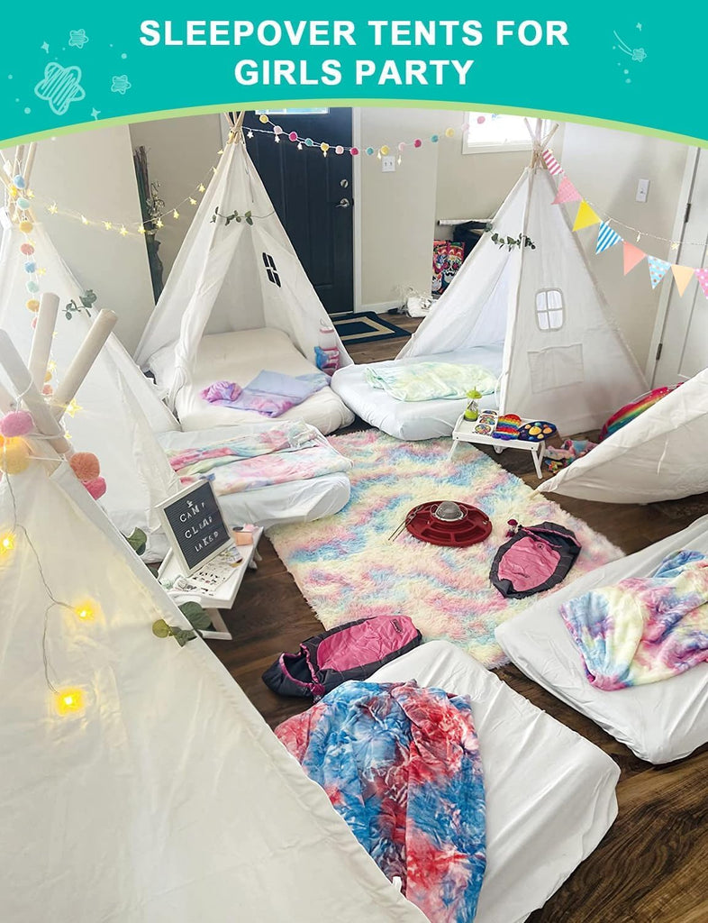 Teepee Tent for Kids Sleepover Party, Indoor Girls Slumber Party