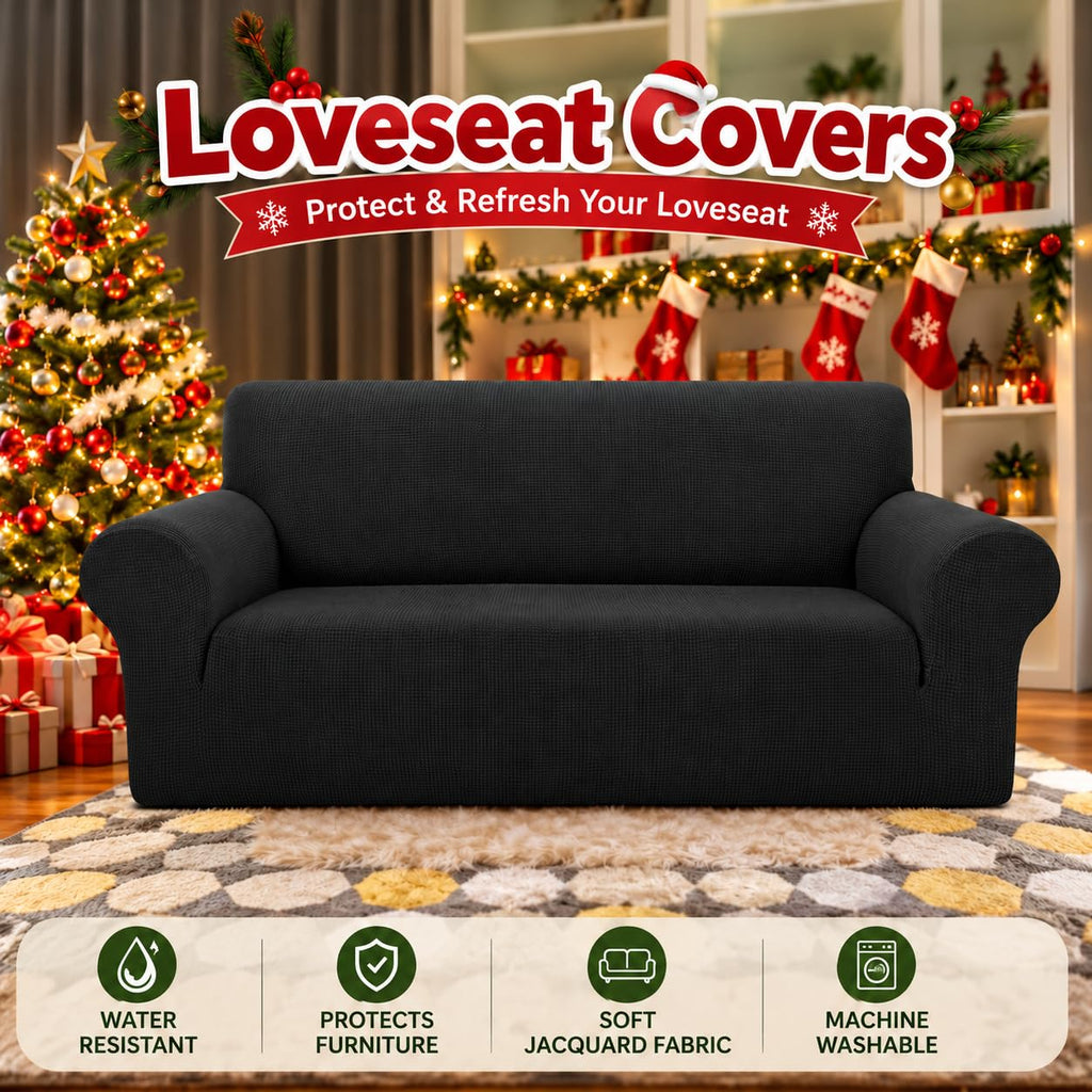 Stretch Couch Covers Washable, loveseat Cover Slipcovers, Black