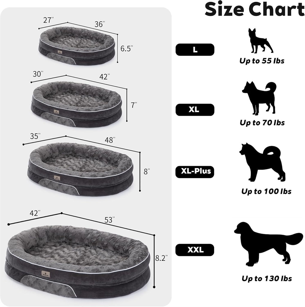 Orthopedic Dog Bed Couch for XLarge Plus Sized Pets with Egg Foam Support, Four-Sided Bolster Cushions, Soft