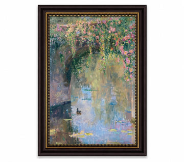 Framed Vintage Monet Wall Art, Floral Landscape Wall Decor, 16x24in