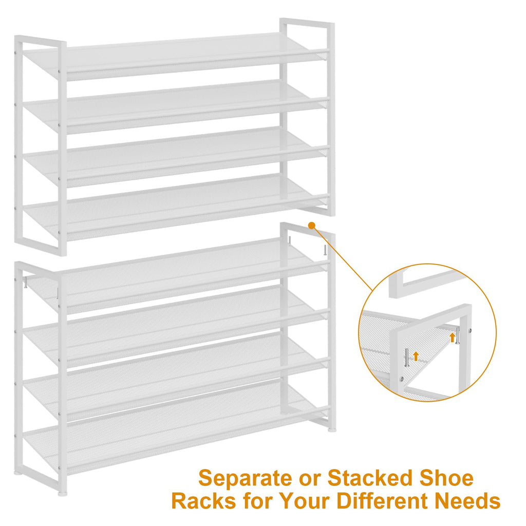 Large Shoe Rack 8 Tier Shoe Organizer, Heavy Duty Metal 4-Tier Stackable Shoe Storage Vertical Shoe Rack for Closet