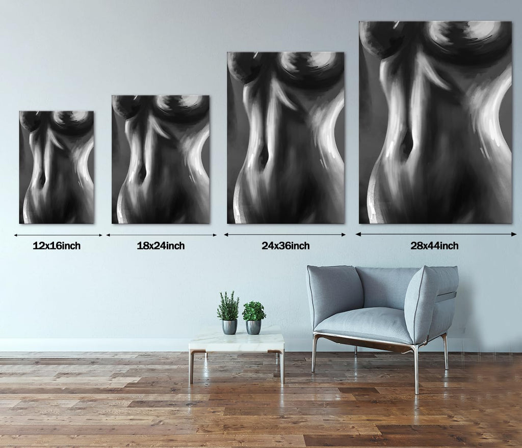 Sexy Bedroom Wall Art - Abstract Naked Woman Painting Black White Figure Drawing Canvas Prints Elegant Female Body