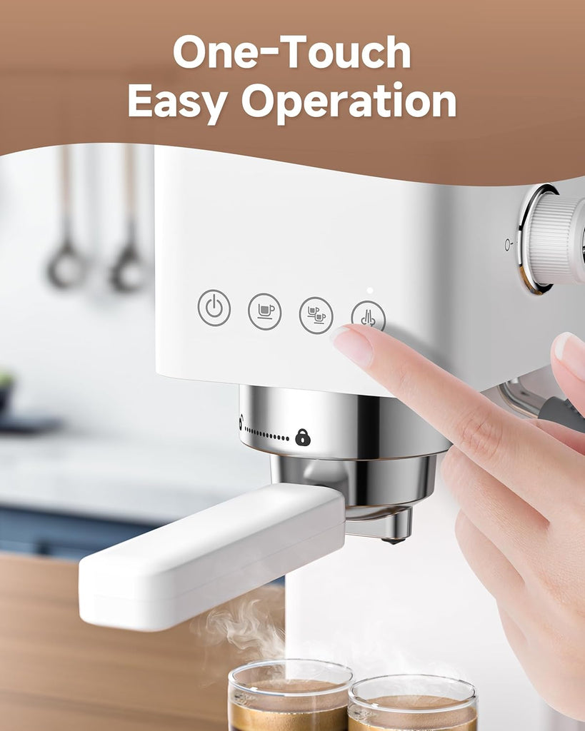 Compact Espresso Machine 20 Bar, Americano, Latte & Cappuccino | Easy One-Touch Brewing, 30s Heat-Up, Stable PID