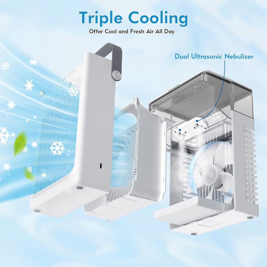 Portable Air Conditioners, 4-Speed Mini Air Conditioner, 3-in-1 Personal Cooling Fan