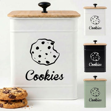 Cookie Jar with Airtight Bamboo Lid, 6"D x 8"H, 1 Gallon Iron Cookie Tin