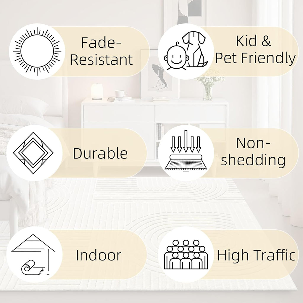 Beige Solid Color Area Rug, Washable Rugs Bedroom