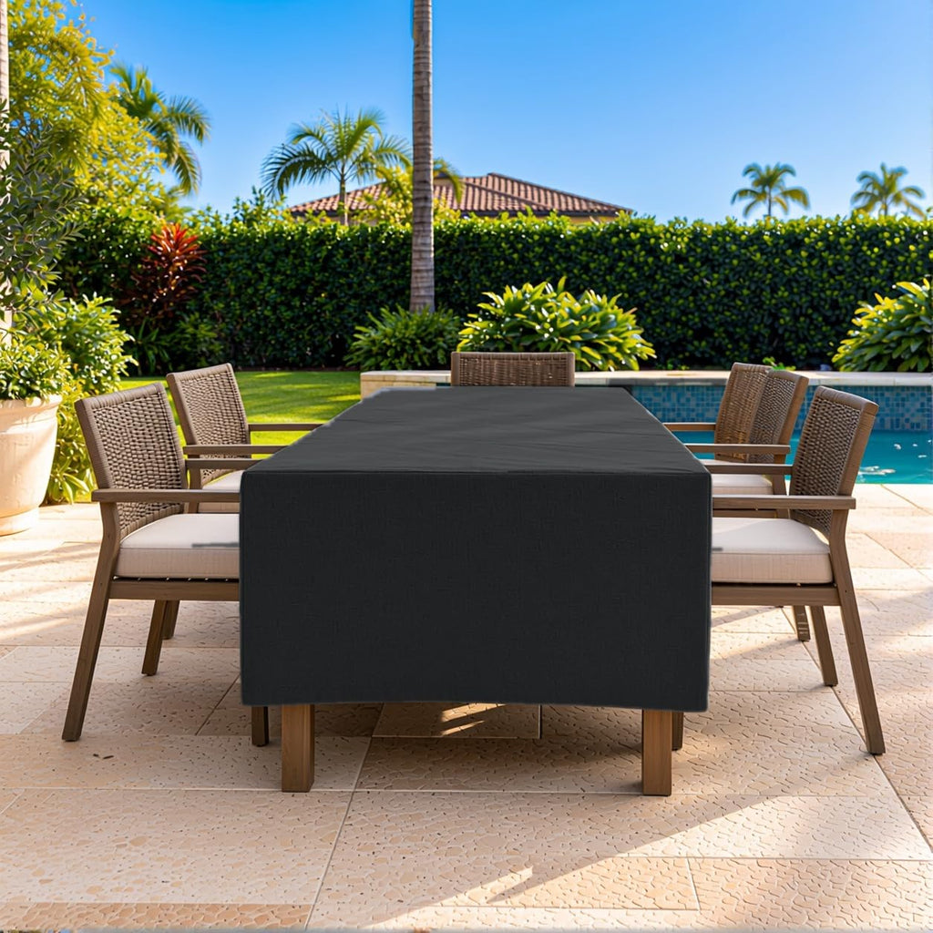Outdoor Table Cover Waterproof, Rectangular Patio Dining Table Cover with Air Vent and Leg Straps - 70"L x 34"W x