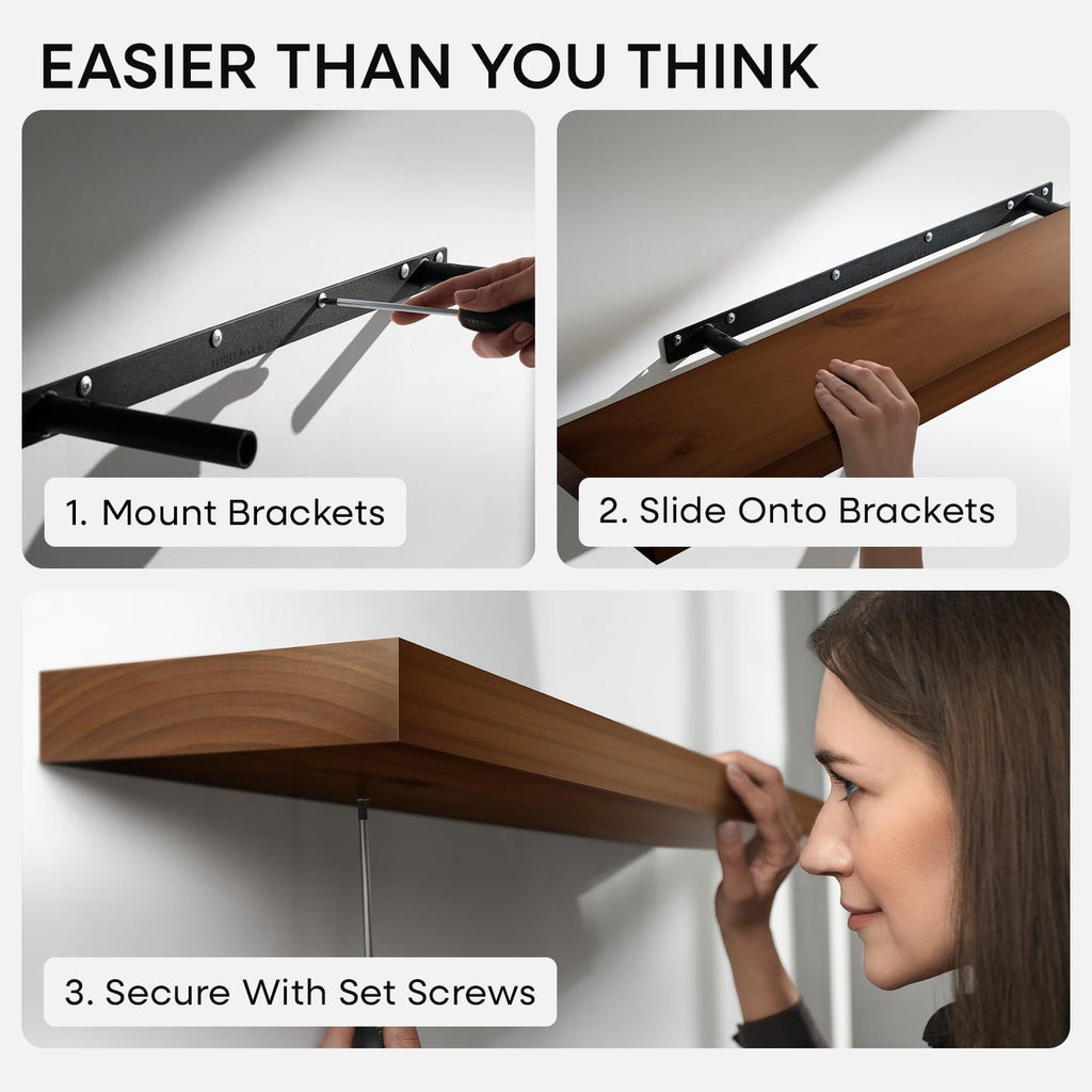 24inch Walnut Floating Shelves for Wall, High End Solid Real Wood 24in Floating Shelf , Dark Brown 24 inch Long