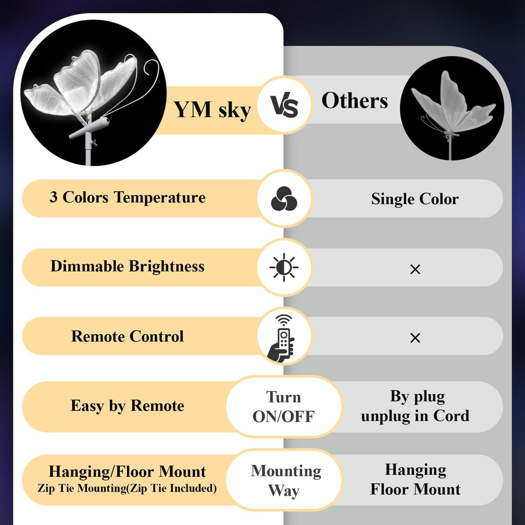 Wedding Butterfly Dimmable Floor Lamp LED Lights Decor with Remote Control