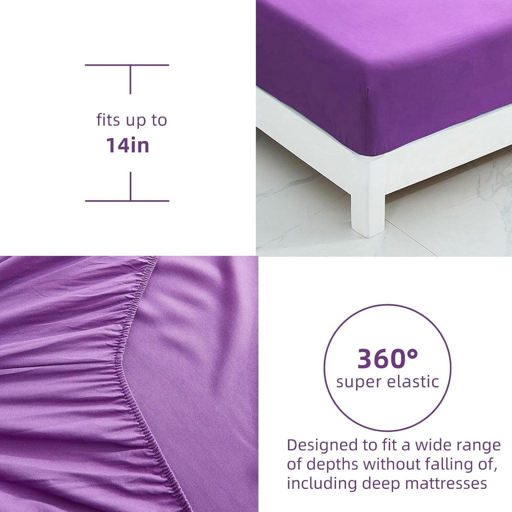 Purple Comforter Set King, Reversible Purple Rose 7 Pieces Bed in a Bag