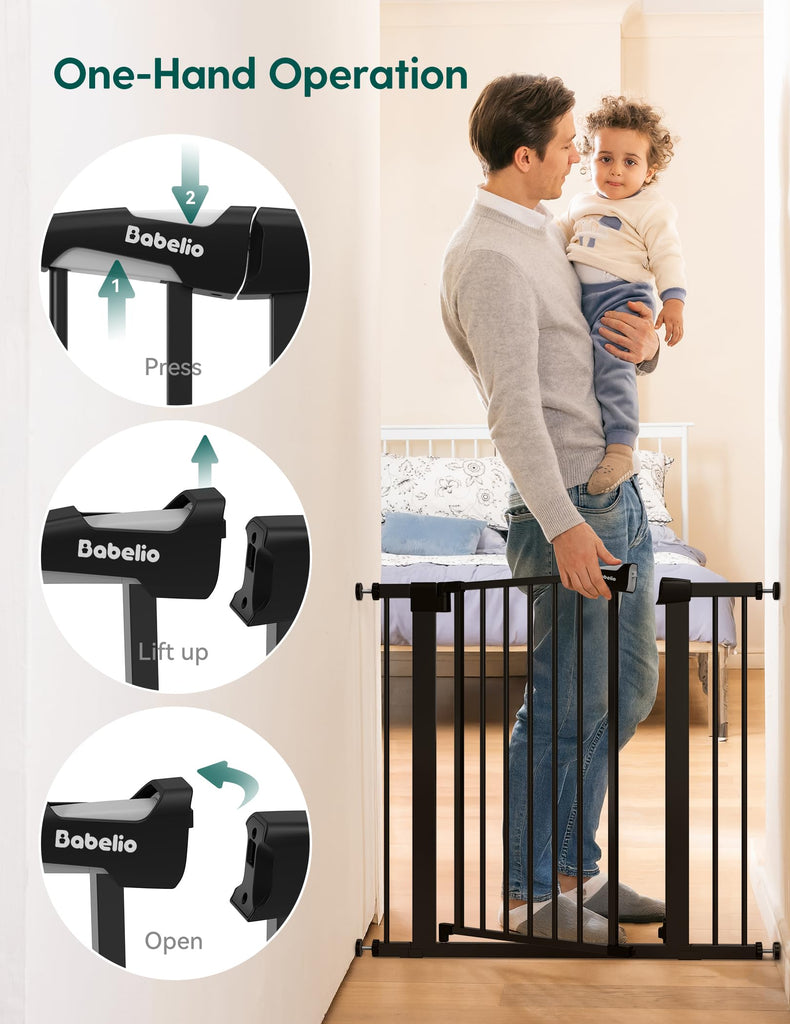 29-43" Baby Gate for Stairs, 36" Tall,, Black