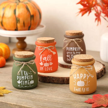 Fall Tiered Tray Decor, Mini Mason Jars for Fall Table Decor - Set of 4