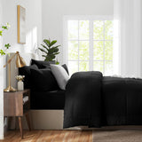 Queen Comforter Set Black, 7 Pieces Bed in a Bag, Black Comforter Queen