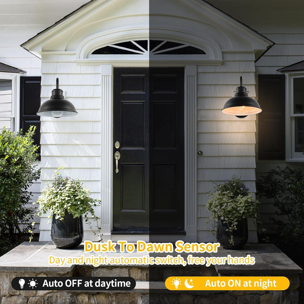 Dusk to Dawn Outdoor Wall Sconces, Exterior Farmhouse Gooseneck Barn Light