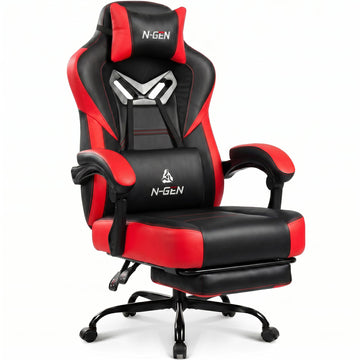 Big & Tall Gaming Chair with Footrest and Lumbar, Red Black
