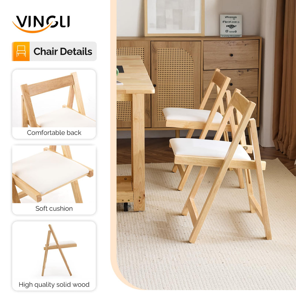 5-Piece Folding Dining Table Set, Extendable Drop Leaf Solid Wood Table with 4 Chairs, Drawers & Wheels, Space-Saving