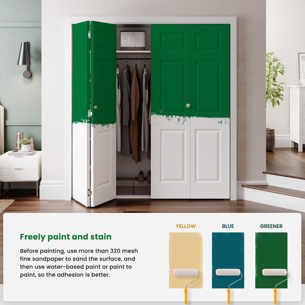 60" x 80" Paintable Bifold Door, 3-Panel Closet Doors