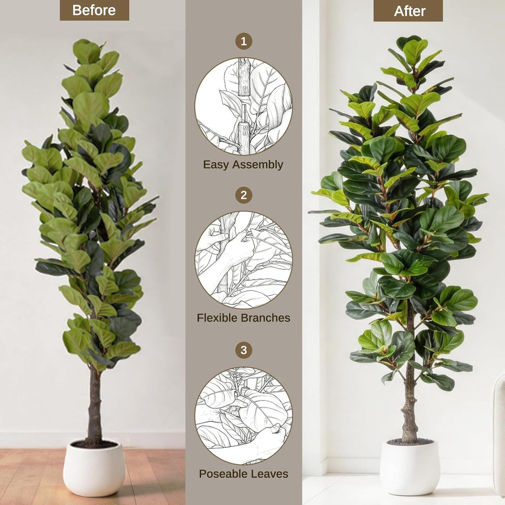 6FT Dense Fiddle Leaf Fig Tree, Tall Artificial Plant Indoor