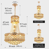 9 Light Luxury Crystal Chandeliers, D19 Inch Empire Gold Chandelier Hanging Light with Raindrop K9 Crystal for Living Room, Dining Room, Foyer, Entryway, Staircase A108-B0D78X2NF7