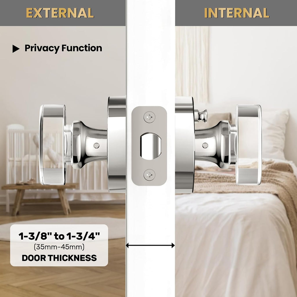 Crystal Door Knob Polished Chrome Interior Privacy Door Knobs Glass Interior Door Knob