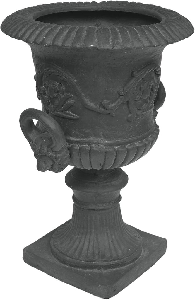 28-inch MGO Roman Garden Urn Planter, Lightweight Concrete Indoor Outdoor Flower Pot with Drainage Hole & Stopper
