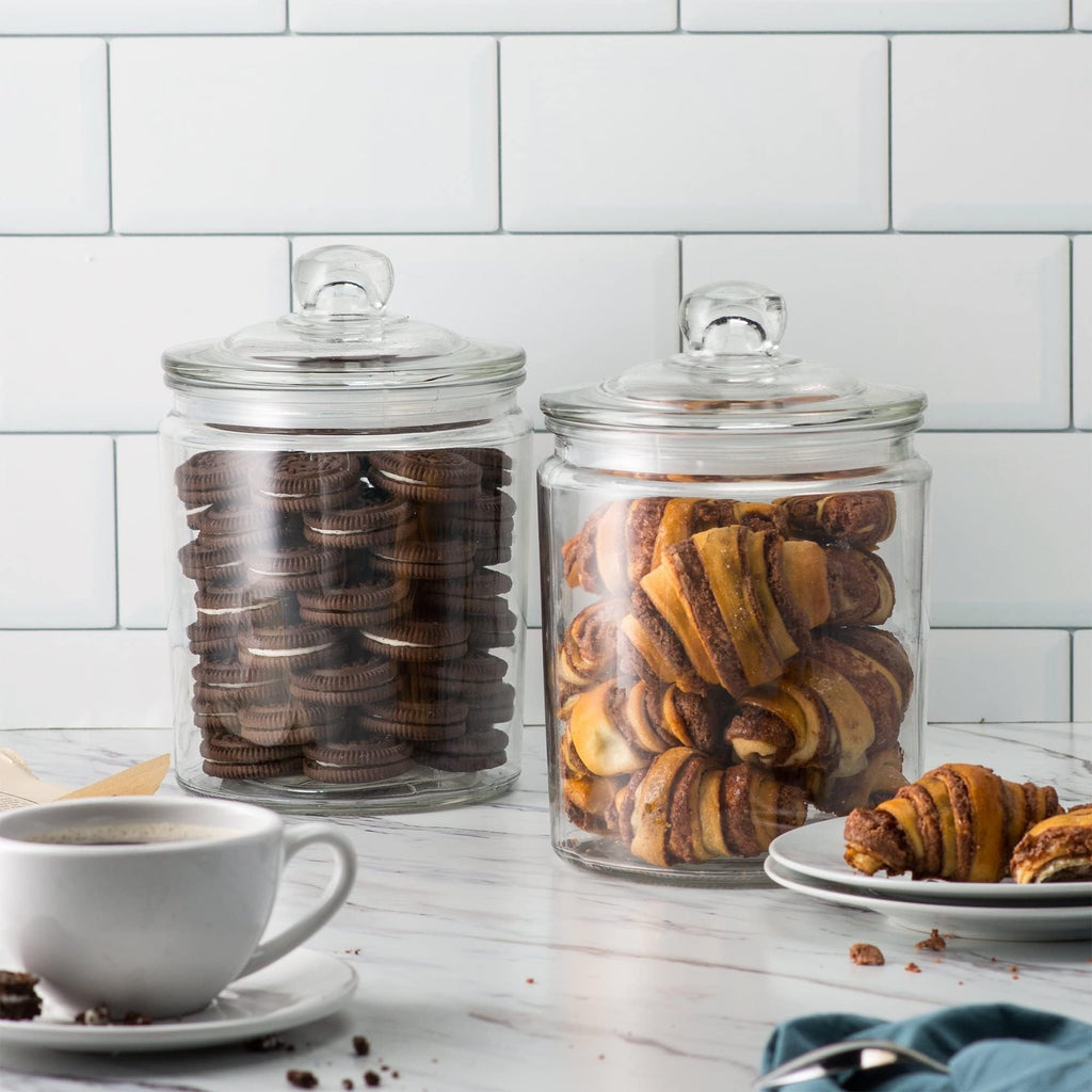 Glass Storage Containers with Lids, 1/2 Gallon, Set of 2, Glass Kitchen Jars, Food & Cookie Storage Containers for
