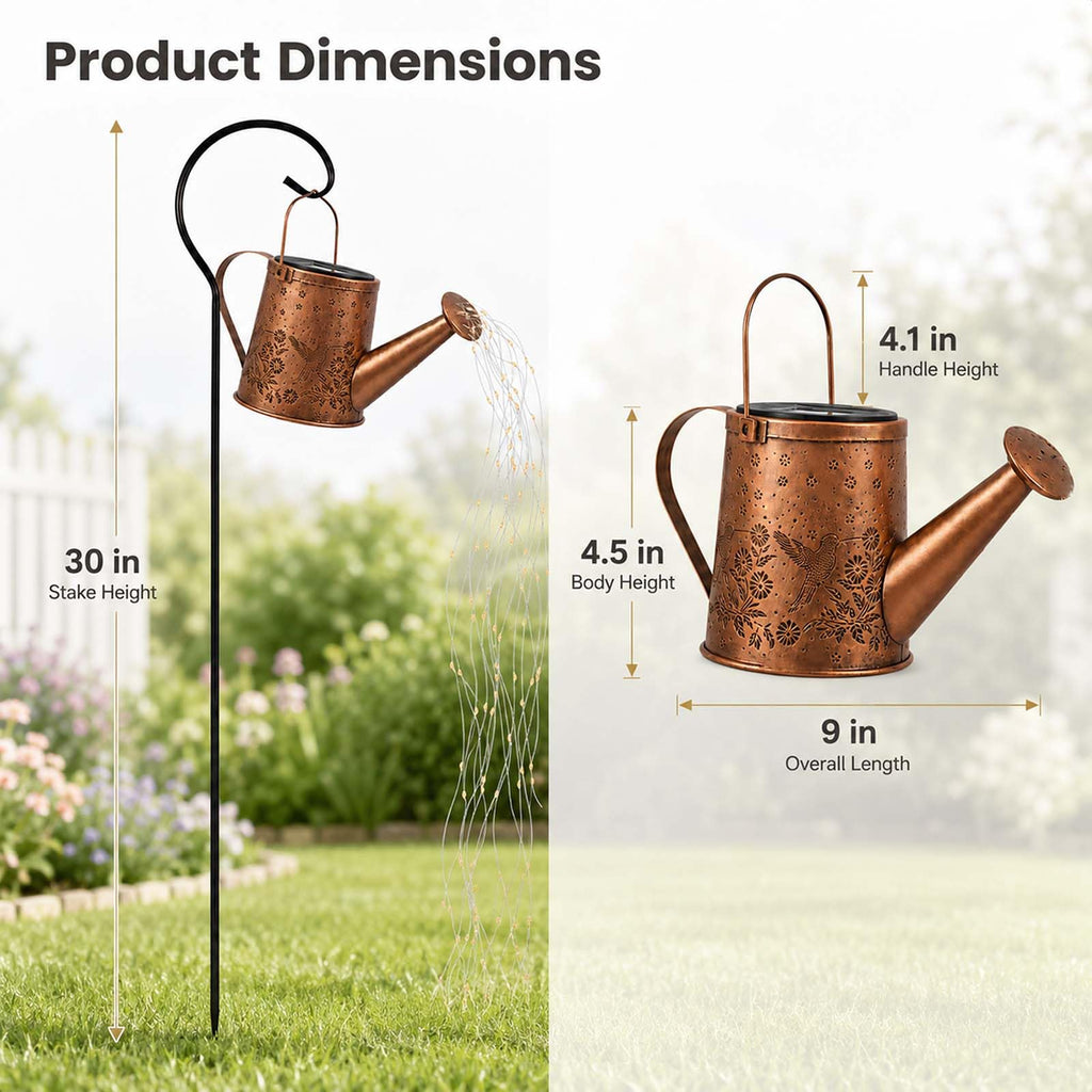 Watering Can Light, LED String Lantern, Hummingbird Garden Yard Decor
