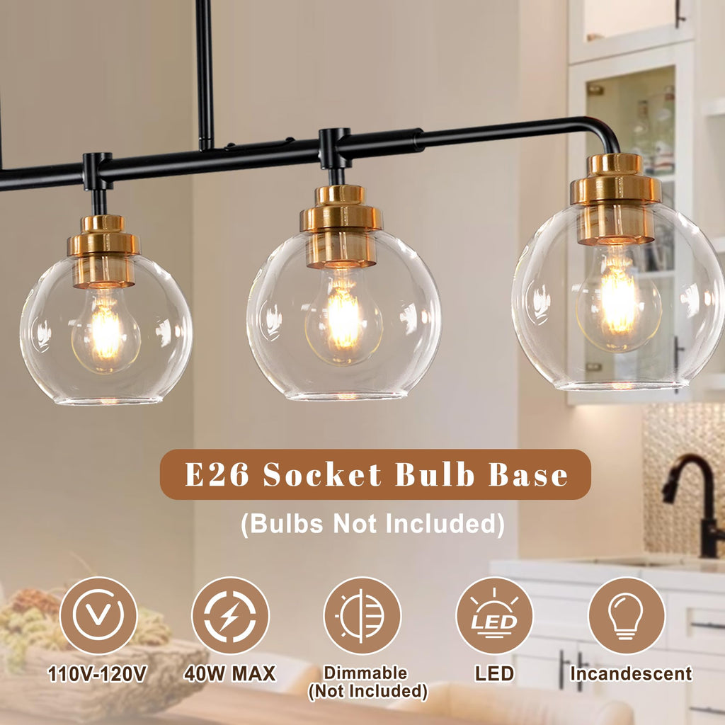Dining Room Light Fixture 45" Farmhouse Linear Chandeliers
