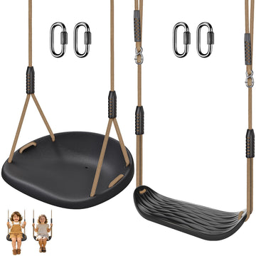 Heavy Duty Swing Seat, 2 Pack Black Tree Swings for Kids Adults