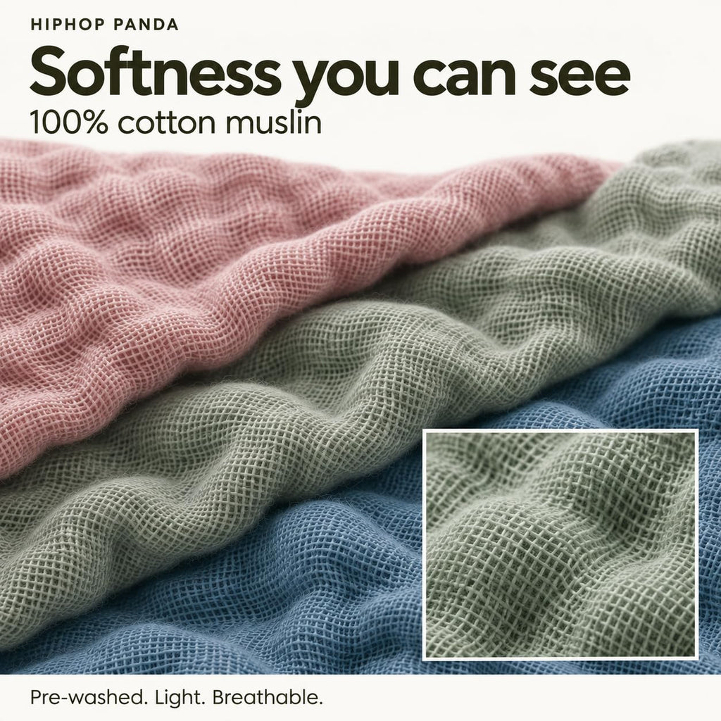 10 Pack 100% Cotton Muslin Baby Burp Cloths - Quick-Dry