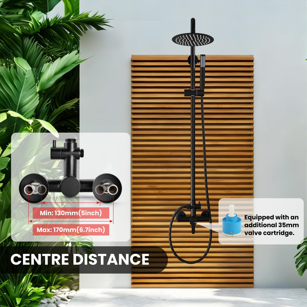 Outdoor Shower Kit 304 Stainless Steel, Matte Black, 10 Inch