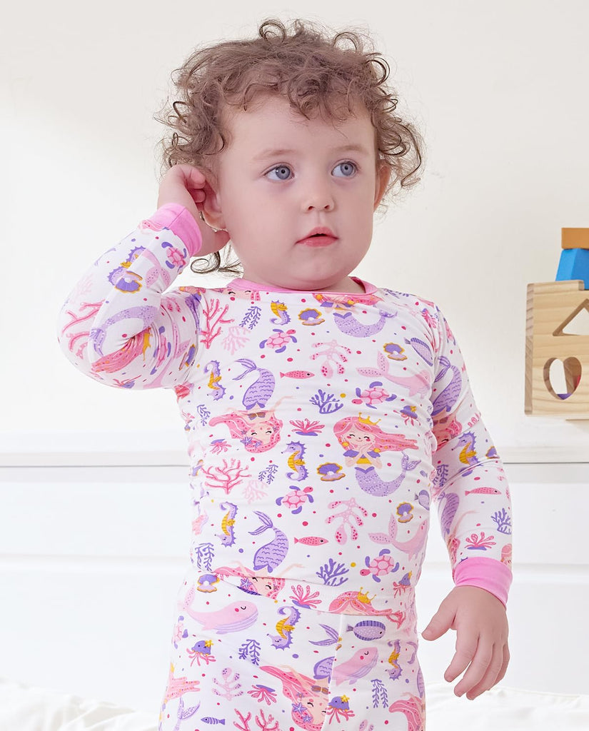 Bamboo Viscose Toddler Girls Kids Pajamas Unicorn Mermaid Pjs Long Sleeve Snug fit 12M- 2pcs Soft Jammies