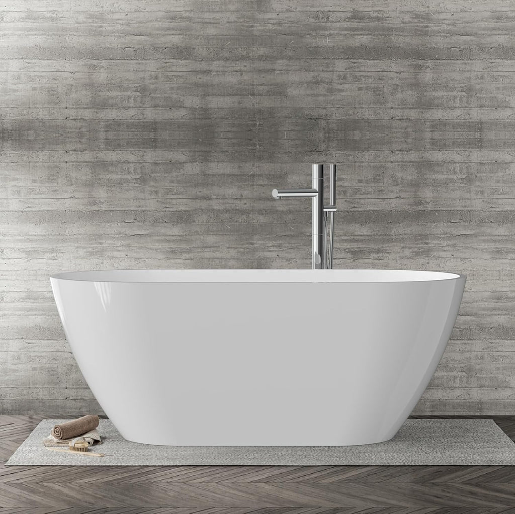 67 Inch Acrylic Freestanding Bathtub, Deep Soaking Tub with Non-Slip Base, CUPC Certified Free Standing Tub, Chrome
