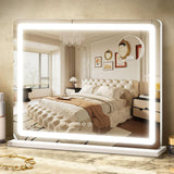 23"x 18" Large Vanity Mirror with Lights, LED Makeup Mirror for Dresser and Desk, 10X Magnification, Dimmable Touch