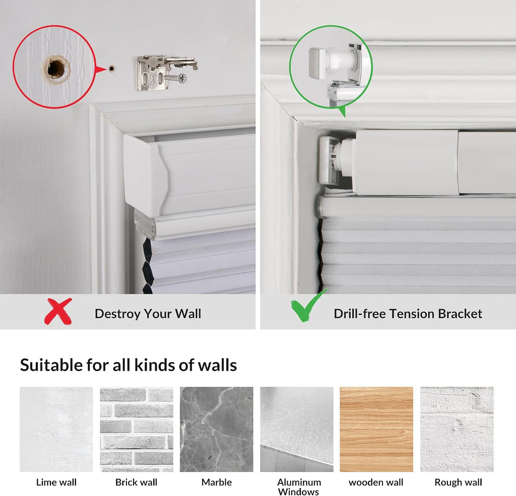 Top Down Bottom Up Cordless Cellular Shades No Tools No Drill Honeycomb Blinds for Windows Shades for Indoor Windows