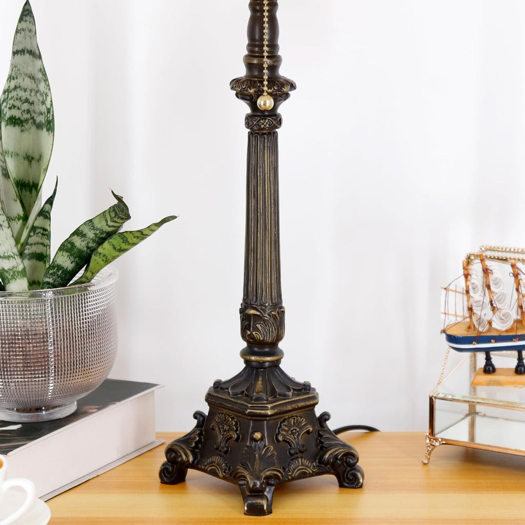 Farmhouse Table Lamp Antique Resin Base Traditional Rustic Mid-Century Desk Lamp 25.5 Inch Tall Office Bedroom