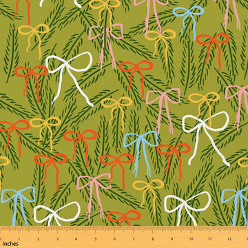 Xmas Colorful Bow Tie Polyester Fabric by The Yard Christmas