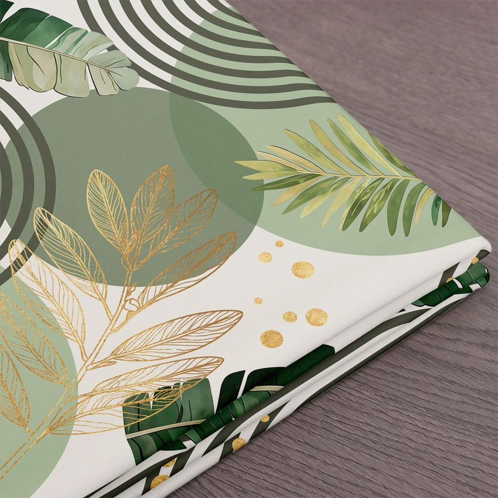 Green and Gold Upholstery Fabric for Chairs Boho Mid Century