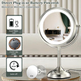 11.8" Extra Large 17" Tall Lighted Makeup Mirror, 1X/5X/10X 3-Sided Magnifying Mirror with 96 LEDs, 3 Color Dimmable