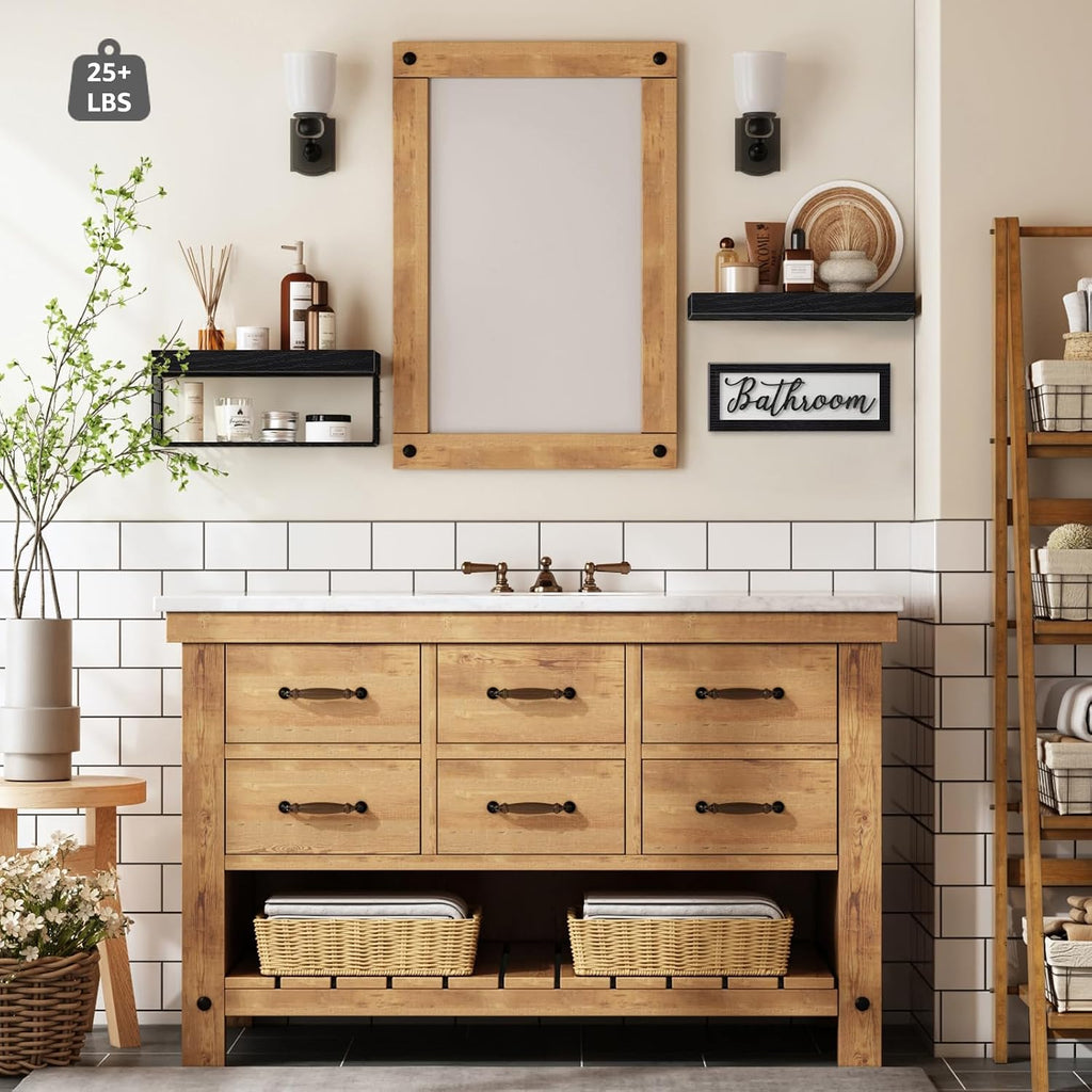 Bathroom Shelves Over Toilet - Paper Storage Wall Mounted Farmhouse Decor Decorations Aesthetic Décor Sign Small